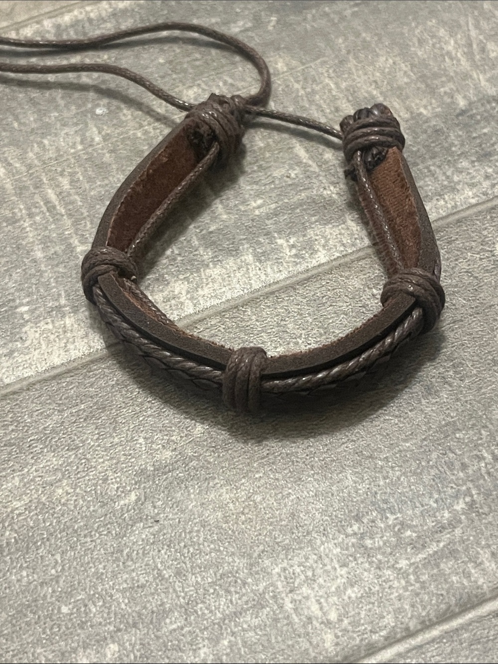 Braided Brown Leather Men's Bracelet - Adjustable Casual Wristband